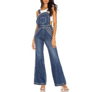 Free People Rainbow Connection Blue Flare & Wide Leg Jeans